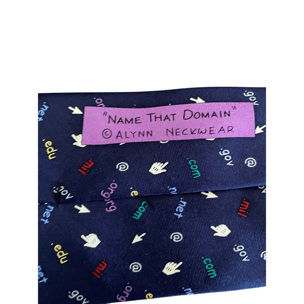 Alynn Neckwear Name That‎ Domain Silk Novelty Internet Tie Navy